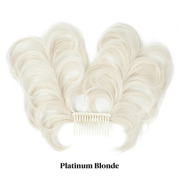 XmhyTop Side Comb Clip-In Chignon Hairpiece for Women, Natural-Looking Straight Texture, Adjustable for Versatile Styling & Easy Instant Updo Platinum Blonde