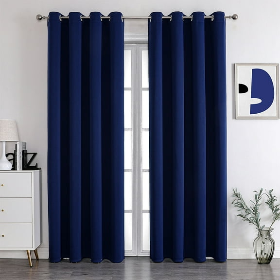 XmhyTop Simplicity style Perforated Curtain Treatments,Shading Curtain Suitable for Bedroom,Living Room,Kitchen2 Panels 51.1" L x 39.3" WNavy Blue A103