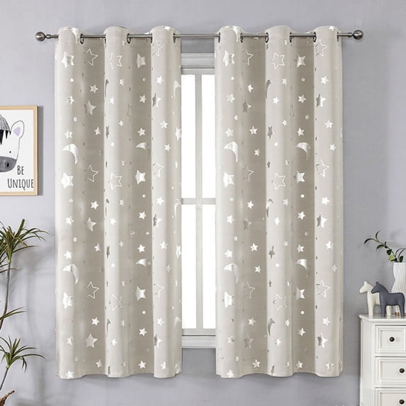 XmhyTop Simplicity style Perforated Curtain Treatments,,Shading Curtain Suitable for Bedroom,Living Room,Kitchen(2 Panels ,83.8" L x 52" W,Beige A98)
