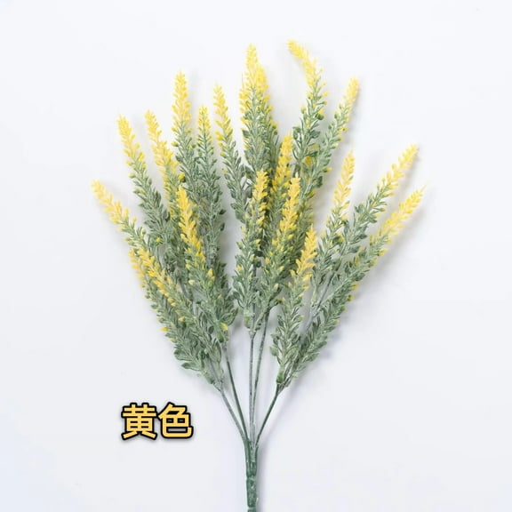 XmhyTop Simulated Lavender Artificial Flowers -Yellow-36cm 6Pcs Plastic Fake Lavender Stems for Home Decor, Wedding, Party - Lifelike and Durable