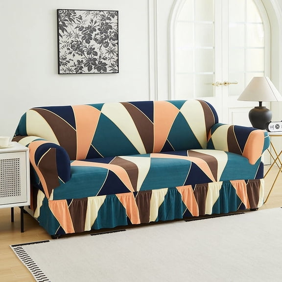 XmhyTop Sofa Cover for sofas Stretch Couch Covers for Living Room Easy Fit Washable Furniture Sofa Protector with Skirt,1 Piece (Style C,2 Seat)
