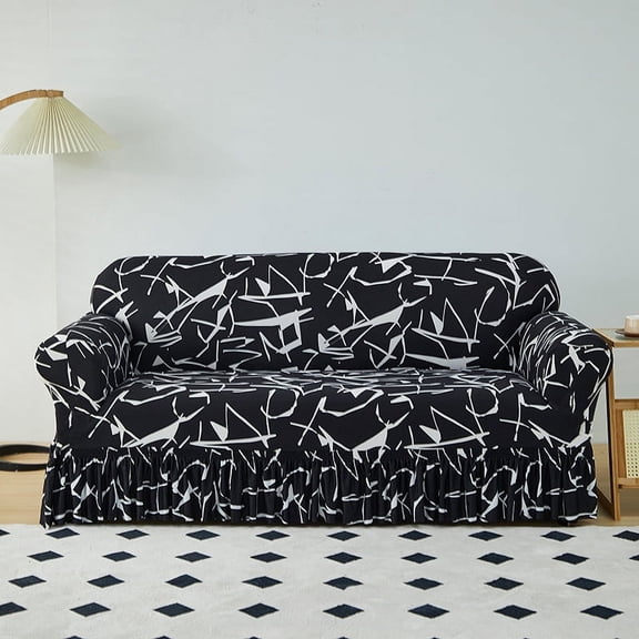 XmhyTop Sofa Cover for sofas Stretch Couch Covers for Living Room Easy Fit Washable Furniture Sofa Protector with Skirt,1 Piece (Style D,1 Seat)