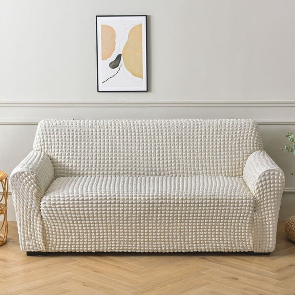 XmhyTop Sofa Slipcover Durable Washable Couch Cover,1 seat High Elastic Stretchable Sofa Cover, Easy Fit Universal Furniture Protector (White)