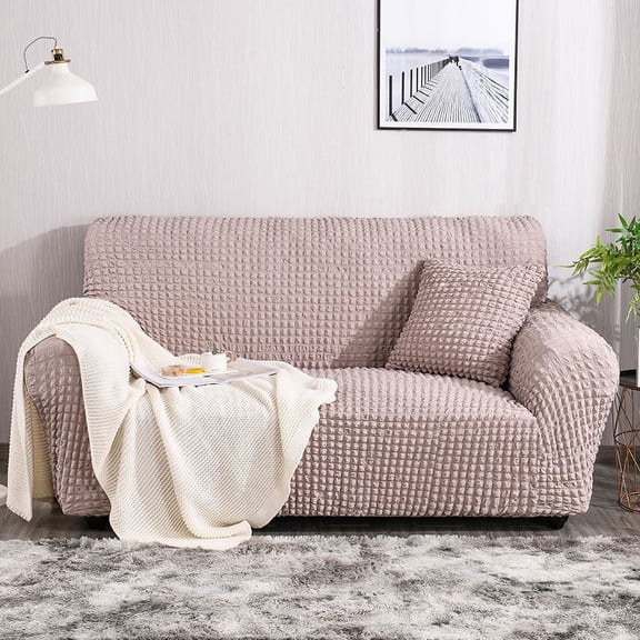 XmhyTop Sofa Slipcover Durable Washable Couch Cover,3 seat High Elastic Stretchable Sofa Cover, Easy Fit Universal Furniture Protector (Pink)
