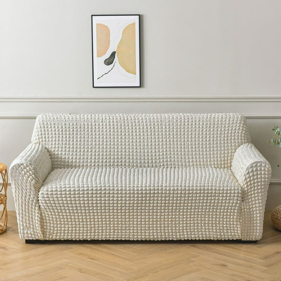 XmhyTop Sofa Slipcover Durable Washable Couch Cover,3 seat High Elastic Stretchable Sofa Cover, Easy Fit Universal Furniture Protector (White)