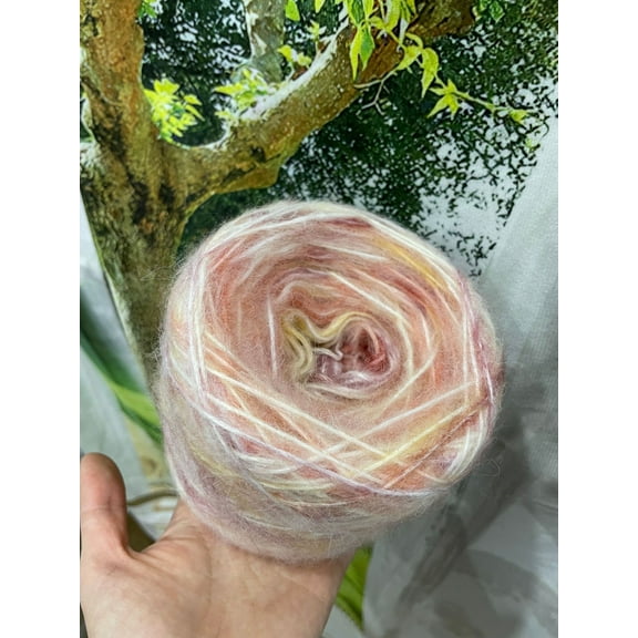 XmhyTop Soft Plush Wool Acrylic Fancy Loop Yarn for Doll Hair Making,Crochet Knitting,Needle Felting Doll Hair | Curly Hair Coils of Wool Felt Carded Sheep Wool,Roving,Fiber(100gA226)