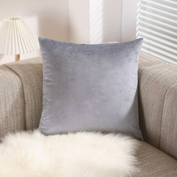 XmhyTop 18x18 Inch Grey Velvet Decorative Throw Pillow, Pack of 1 Polyester Fiber Filled Pillow for Couch, Bedroom, Living Room & Outdoor