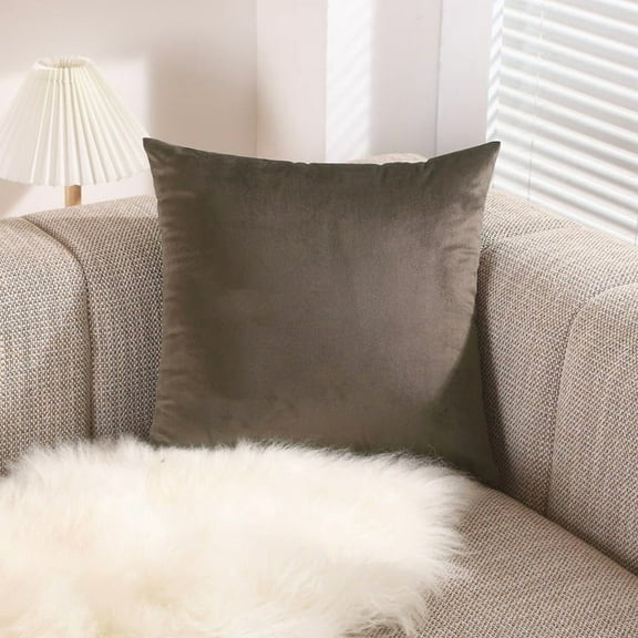 XmhyTop 20x20 Inch Dark grey Velvet Decorative Throw Pillow, Pack of 1 Polyester Fiber Filled Pillow for Couch, Bedroom, Living Room & Outdoor