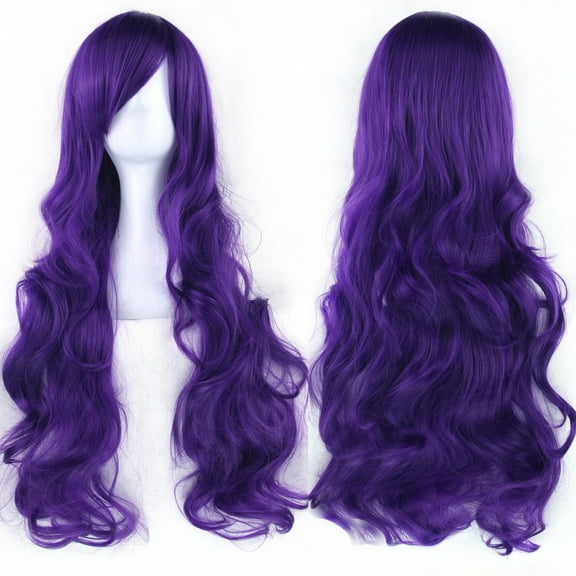 XmhyTop Spiral Curly Long Wig, 32" (80cm) Length, Perfect for Cosplay Costumes, Dark Purple