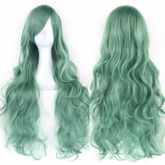 XmhyTop Spiral Curly Long Wig, 32" (80cm) Length, Perfect for Cosplay Costumes, Mint Green