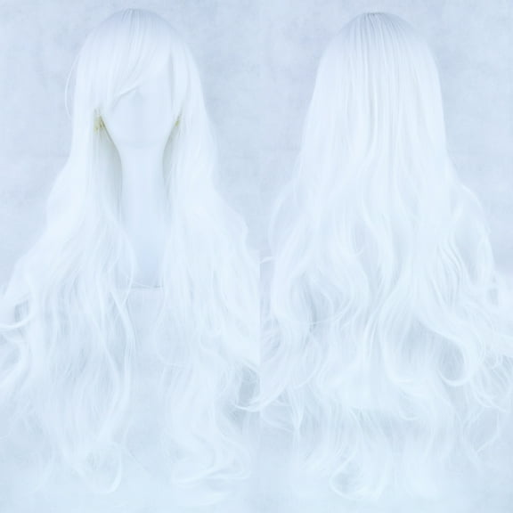 XmhyTop Spiral Curly Long Wig, 32" (80cm) Length, Perfect for Cosplay Costumes, White