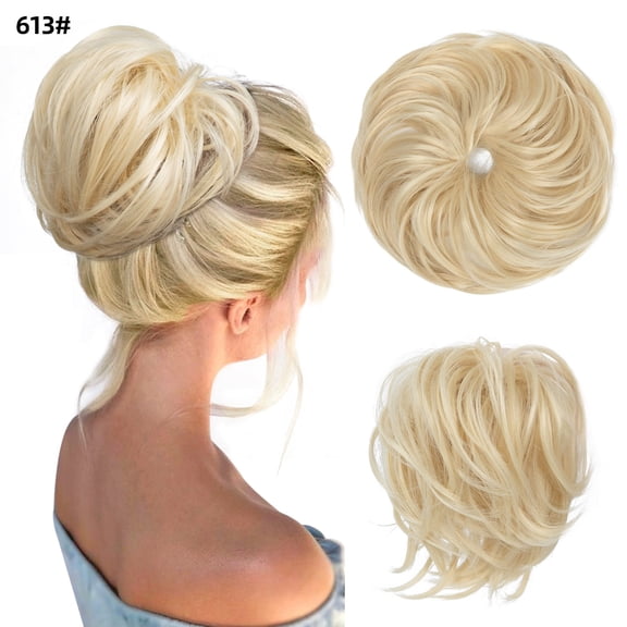 XmhyTop Textured Messy Updo Hair Bun, Adjustable Chignon Bun for Natural-Looking Style, Versatile Synthetic Hair Scrunchies for Women & GirlsBeach Blonde