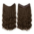 thumbnail image 1 of XmhyTop Thick Voluminous Curly Wavy Wire Hair Extensions, Undetectable Invisible Fishline Clip-In Hairpiece, Synthetic Extensions for Women 16Inch ,Light Brown, 1 of 2