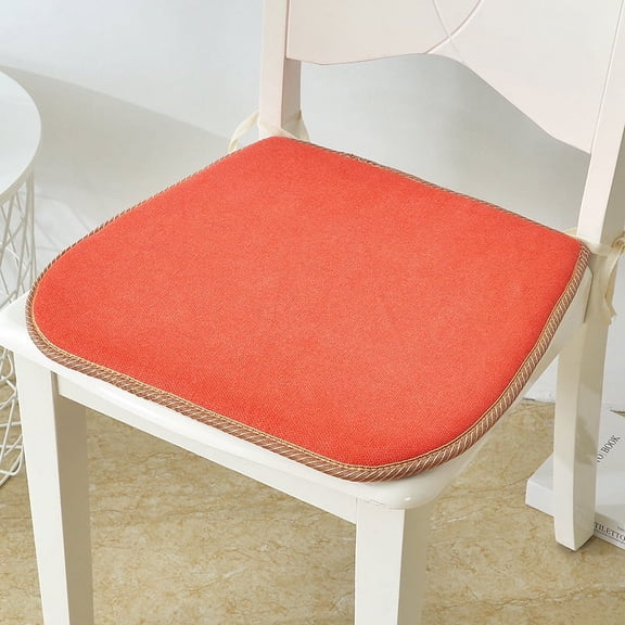 XmhyTop Thin Seat Cushion with Attachable Ties, Cozy Comfort Pad, 17.32 x 15.74 x 0.78 Inch - Lightweight Design for Garden, Terrace, Home, Kitchen & Office Spaces (Orange)