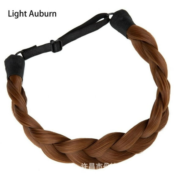 XmhyTop Timeless Wide Braided Headband, Adjustable Elastic Band, Soft Synthetic Hair, Versatile Styling Women's Fashion Beauty Accessory,Light Auburn