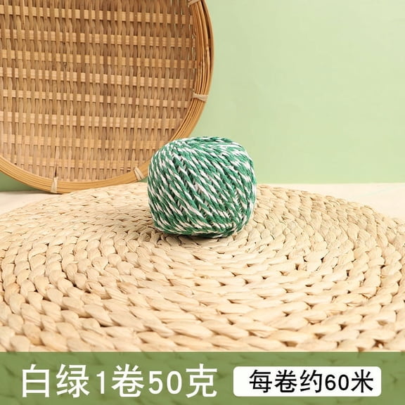 XmhyTop Twine, 1 Rolls 1.5mm ，DIY Crafts, Picture Display and Embellishments, Festive Twine for Gift Wrapping (Each 229 Feet)，Green White