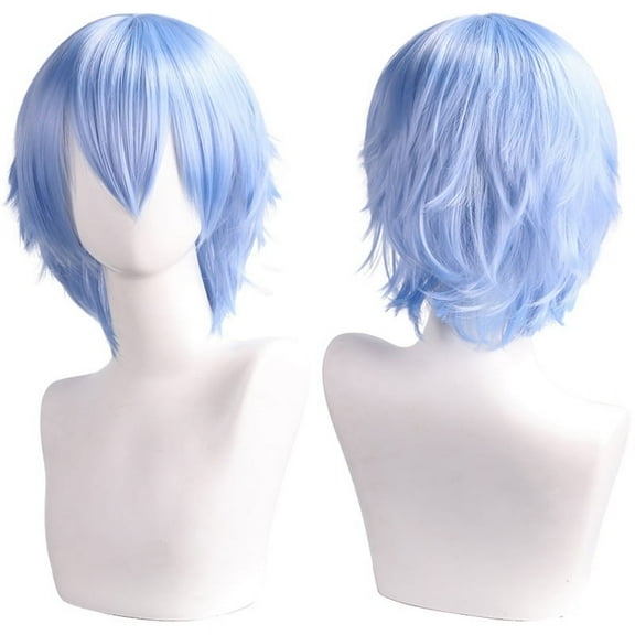 XmhyTop Unisex Short Anime Cosplay Wig,Layered Style with Bangs, Heat-Resistant Synthetic Hair, Ideal for Costume Parties, Prom & Themed EventsLight Blue