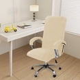 thumbnail image 1 of XmhyTop Velvet Office Chair Cover with Arm Covers Stretch Computer Desk Chair Covers Universal Swivel Chair Covers Gaming Chair Covers,Light Beige(L), 1 of 5