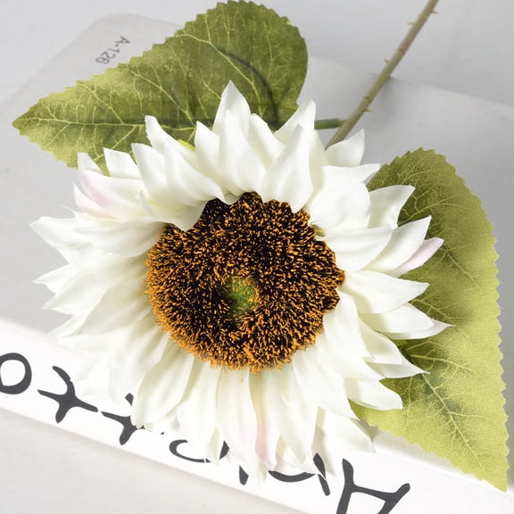 XmhyTop Vibrant Simulated Sunflower Bouquet - White, 5 Pcs, 50cm/19.69inch Stems - Lifelike Silk Blooms for Home, Garden & Event Decor