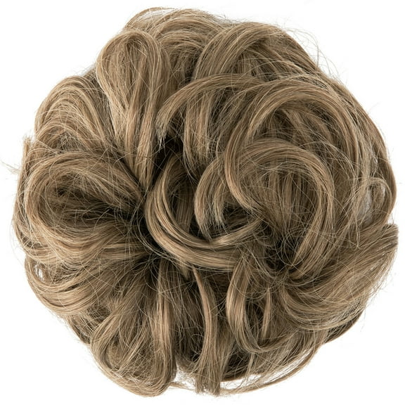 XmhyTop Wavy Curly Messy Bun Hair Piece for Women, Elastic Band Scrunchie, Fluffy Stretchy Chignon, Quick & Easy Updos for Daily & Party Styles,I