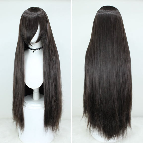 XmhyTop Women's 39" Long Straight Wig, Anime Fashion Style for Cosplay, Black Brown