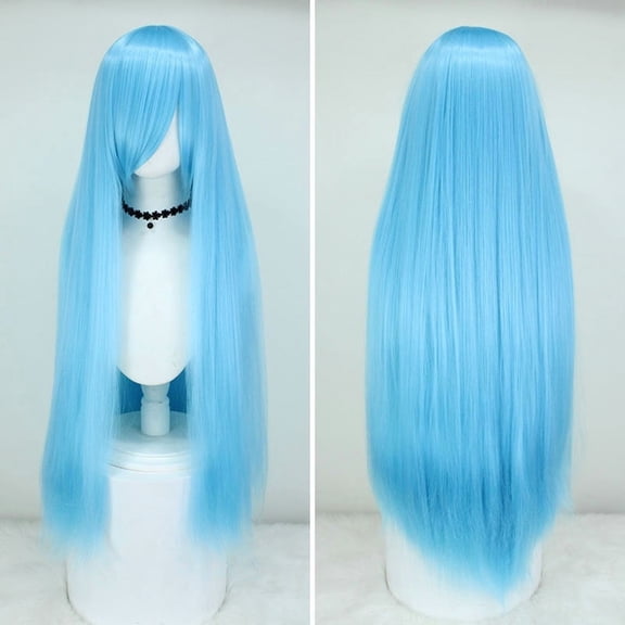 XmhyTop Women's 39" Long Straight Wig, Anime Fashion Style for Cosplay, Sky Blue