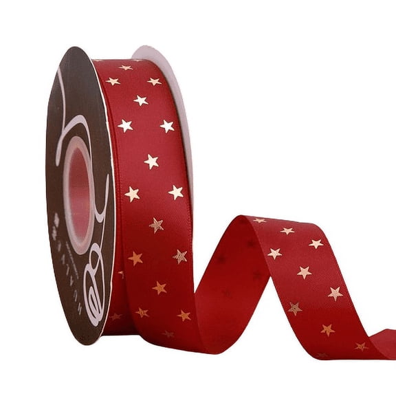 XmhyTop gifts, flowers, gift box packaging ribbons, hot stamping star style polyester ribbons, bow accessories, flower gift box packaging bag (red)