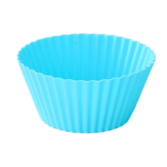 XmhyTop reusable silicone round baking cup, muffin liner, pack of 12, sky blue