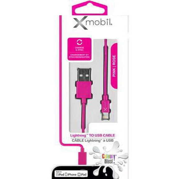 Xmobil - Colour Blast Charge & Sync Lightning Cable 3ft MFI Pink