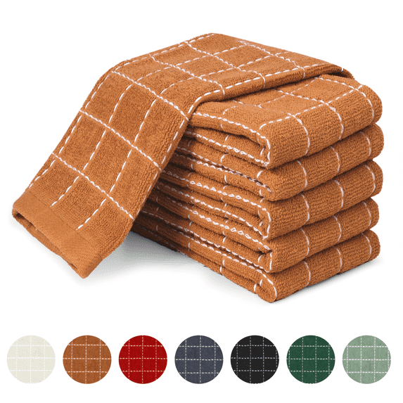 Xmushyra 6 Pack 100% Cotton Kitchen Dish Towels, Ultra Soft and Absorbent Dish Cloths for Drying and Washing Dishes, Quick Drying Dish Rags, 12x12 Inches, Orange