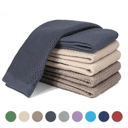 Xmushyra 100% Cotton Kitchen Dish Towels 6 Pack, Ultra Soft Absorbent Waffle Dish Cloths, Reusable Quick Drying Dish Rags Towels for Dishes and Kitchen Cleaning, 12x12 Inch, Mixed Color