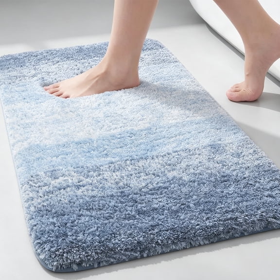 Xmushyra Bathroom Rugs 24 x 16 Inch, Absorbent Microfiber Bath Mat, Extra Soft Plush Bath Rug, Non-Slip Rubber Backing, Quick Dry, Machine Washable, Blue