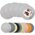 thumbnail image 1 of Xmushyra Round Placemats Set of 6, 15 inch Braided Table Mats, Heat Resistant Washable Place Mats for Dining Table, Kitchen and Outdoor Dining, Light Gray, 1 of 6