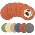 thumbnail image 1 of Xmushyra Round Placemats Set of 6, 15 Inch Braided Woven Table Mats, Washable Heat Resistant Non-Slip Place Mats, Orange, 1 of 7