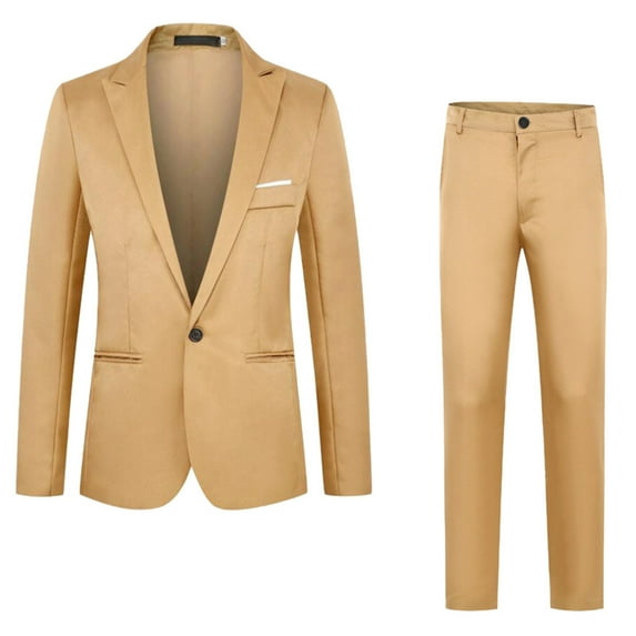 Xmyrz 2 Piece Pants Set For Men Business Suit Set Lounge Suit Solid Leisure Slim Fit Large Size Color Block Outfit Sets Clothes Suit