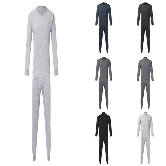 Xmyrz 2 Piece Pants Set For Men Spring Autumn Solid Long Sleeve Thick Thermal Underwear Leggings Bottoming Shirt Outfit Sets Clothing Sets