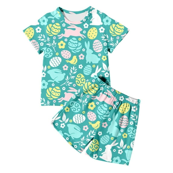 Xmyrz Baby Girl Easter Outfit Pajama Sets Egg Shorts Set Cool Diy Stylish Bunny Lightweight Bed Gown Pj Set Boys Sleepwear