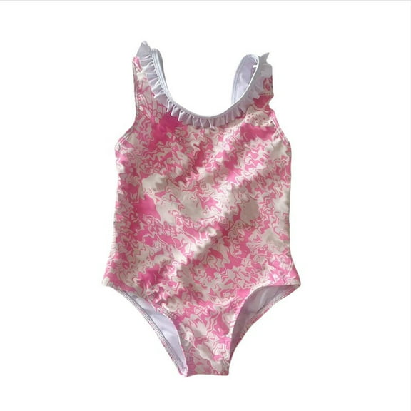 Xmyrz Baby Swimsuit Girl One-Piece Swimsuit Relaxation Classic Design Cosie Print Letter Hot Spring Swimwear Bathing Suits Tankinis