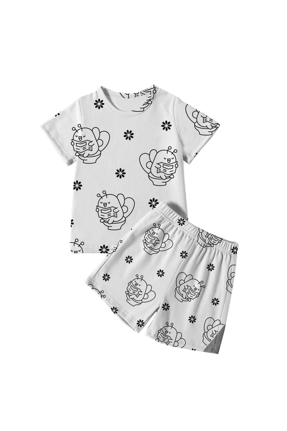 Boy Outfits Shorts Set Pajama Set Homewear Elastic Waist Casual Bee Comfort Clothes Sets Clothing Suits