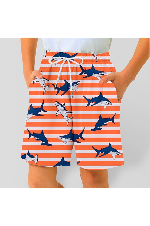 Boys Shorts Loose Cartoon Print Everyday Jogger Shorts Kids Comfortable Summer Vacation Running Shorts With Pockets 2-3 Y