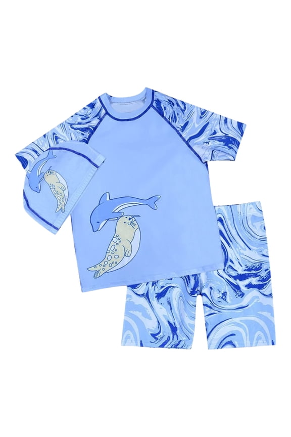 Boys Swimsuit 3 Piece Leisure Sand Beach Print Likable Swimwear Bathing Suits Tankinis Cute Bikinis