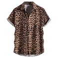 thumbnail image 1 of Xmyrz Button Down Shirt For Men Short Sleeve Leopard Print Loose Collar Shirts Lightweight Classic Basic Blouse Brown L, 1 of 2