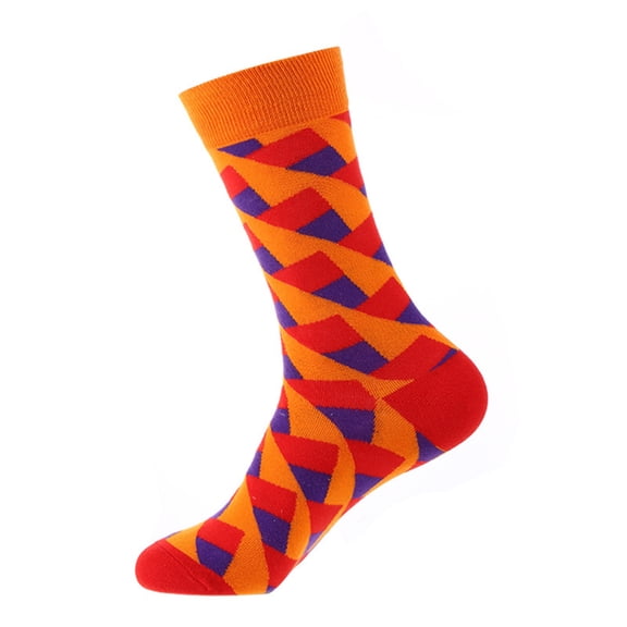 Xmyrz Calf Socks For Women Faddish Geometric Print Socks Cotton Holiday Skin-Friendly Casual Cute Socks