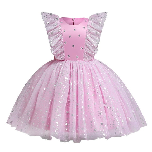 Xmyrz Carnival Dresses For Girls Tutu Dresses Tulle Trendy Fly Sleeve Performance Relaxed Breathable Comfy Flower Girl Dresses