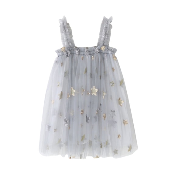 Xmyrz Carnival Dresses For Teens Girl Tutu Dresses Tulle Skin-Friendly Lovely Mini Dresses Star Sleeveless Mesh Glitter Outdoor Casual Dresses