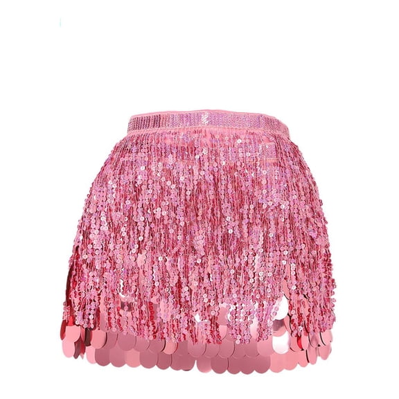 Xmyrz Carnival Glitter Skirts For Women Glittered Sparkling Tassel Skirts Belly Dance Hip Towel Skirt Holiday Skirts High Waist Cute Skirts