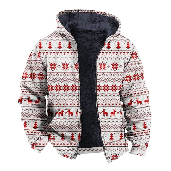 Xmyrz Christmas Jackets For Men Fleece Jacket Snowman Print Deer Softable Relaxed Fit Pocket Long Sleeve Men'S Coats Outerwear Jacket