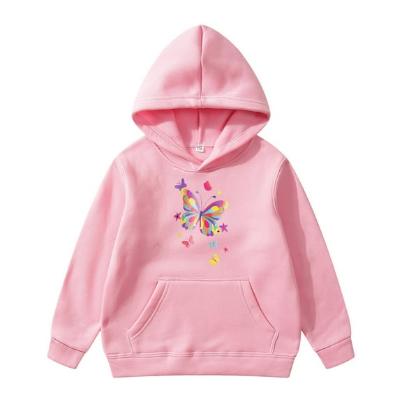 Xmyrz Cute Hoodies For Teen Girls Faddish Fleece Hoodie Leisure Pocket Long Sleeve Butterfly Print Cute Sweatshirts Toddler Sweatshirt