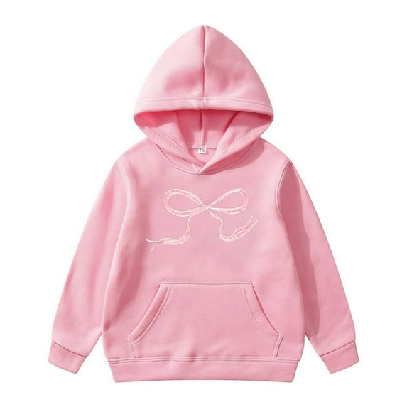 Xmyrz Cute Hoodies For Teen Girls Relaxed Fit Bow Knot Print Versatile Long Sleeve Pullover Sweatshirts Going Out Cute Sweatshirts Toddler Sweatshirt