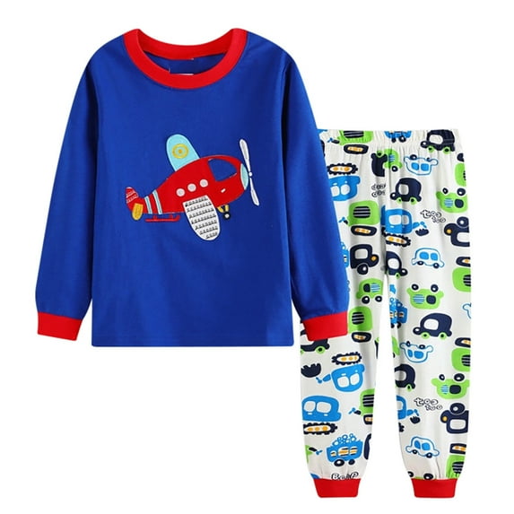 Xmyrz Cute Pajama Sets For Boy 2 Piece Long Sleeve Pants Set Airplane Loose Loungewear Pj Set Girl Sleepwear Outfit